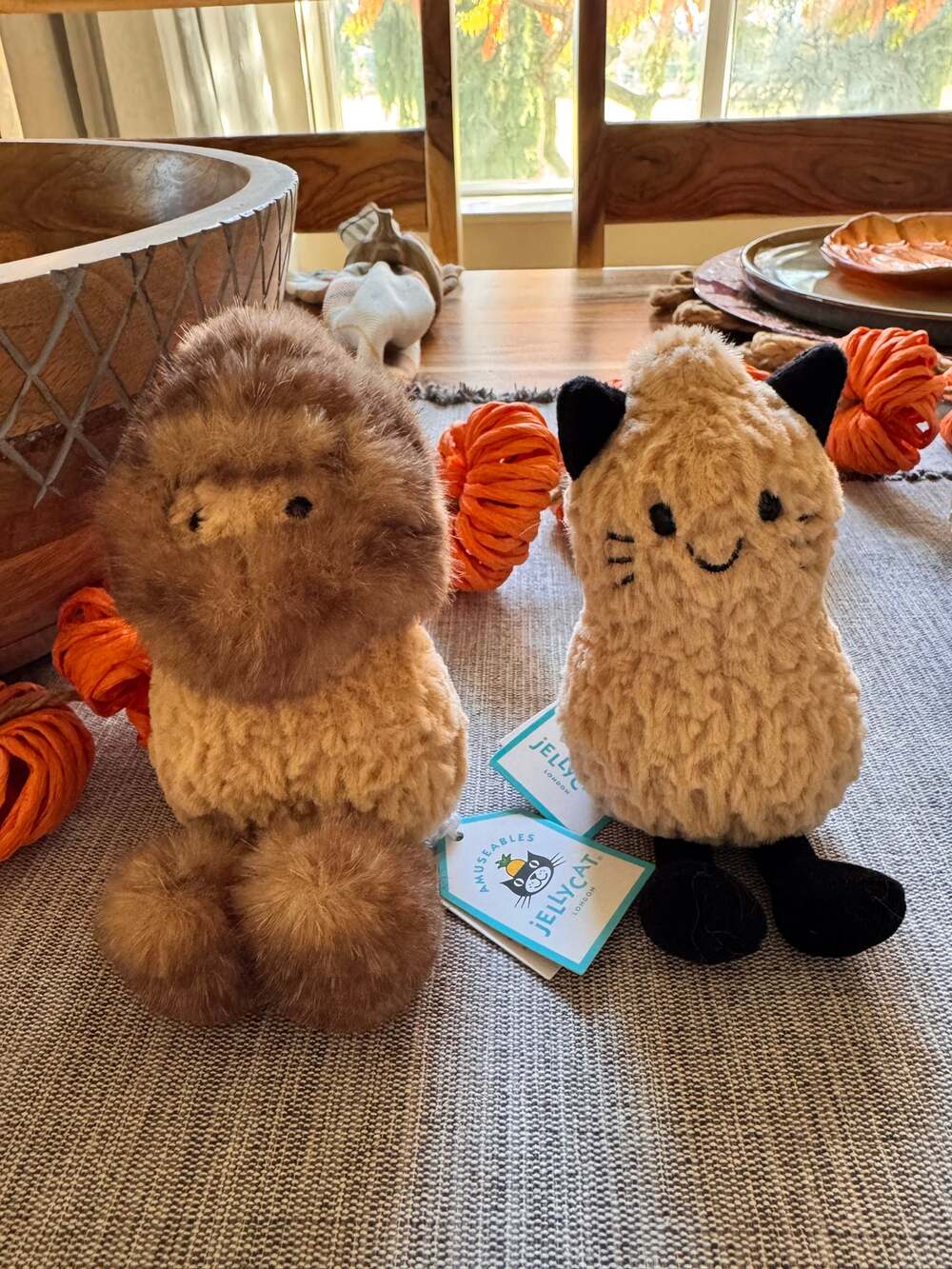 Set of 2 Jellycat Peanut Cat Peanut Yeti Amuseables Halloween Authentic